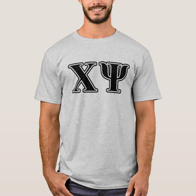 Chi Psi Black Letters T-Shirt (Front)