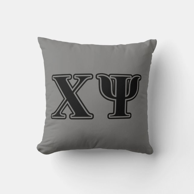 Chi Psi Black Letters Throw Pillow (Front)