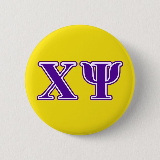 Chi Psi Purple Letters Button (Front)