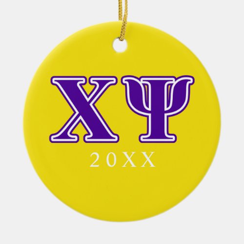 Chi Psi Purple Letters Ceramic Ornament