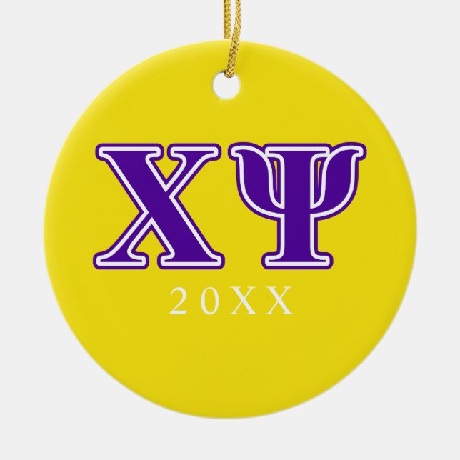 Chi Psi Purple Letters Ceramic Ornament (Front)