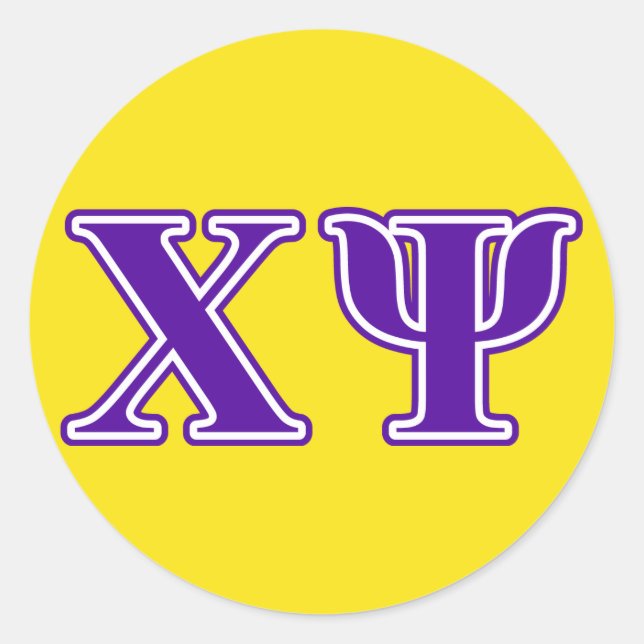 Chi Psi Purple Letters Classic Round Sticker (Front)