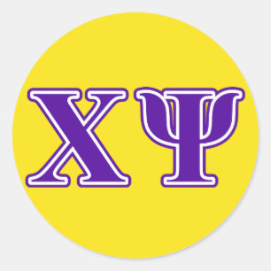 Chi Psi Purple Letters Classic Round Sticker