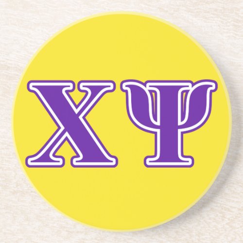 Chi Psi Purple Letters Drink Coaster