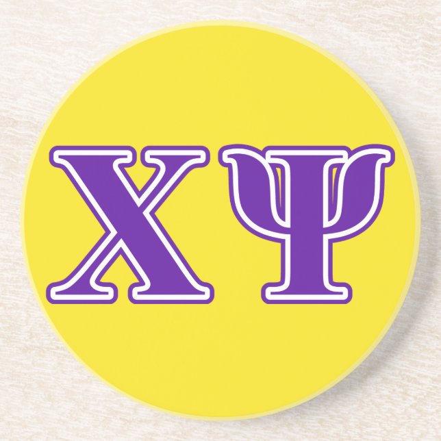 Chi Psi Purple Letters Drink Coaster (Front)