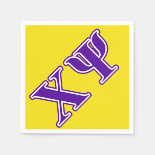 Chi Psi Purple Letters Paper Napkins