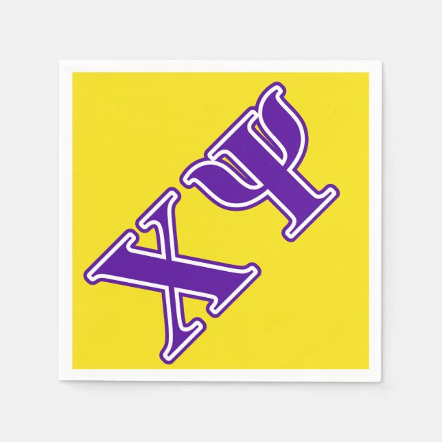 Chi Psi Purple Letters Paper Napkins (Front)
