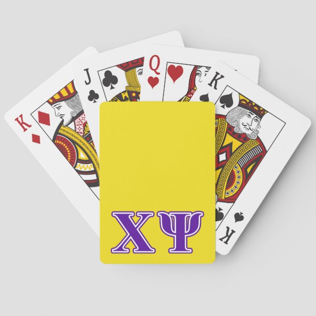 Chi Psi Purple Letters Poker Cards (Back)