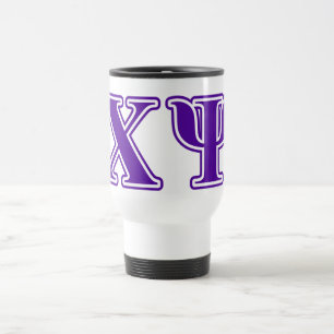 Chi Psi Purple Letters Travel Mug