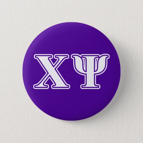 Chi Psi White and Purple Letters Button