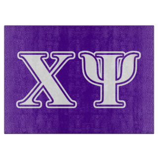 Chi Psi White and Purple Letters Cutting Board