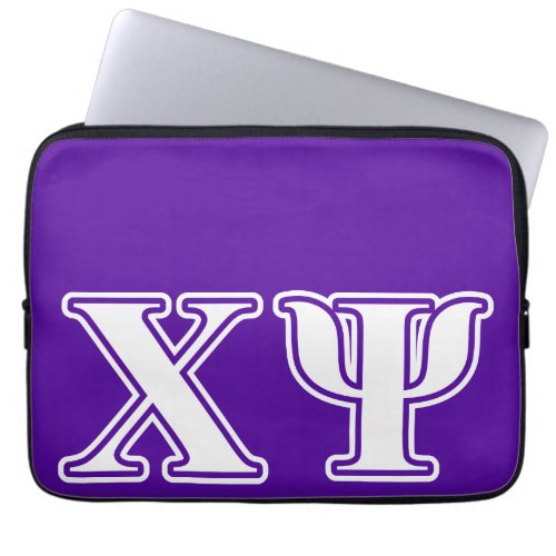 Chi Psi White and Purple Letters Laptop Sleeve