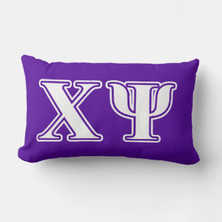 Chi Psi White and Purple Letters Lumbar Pillow