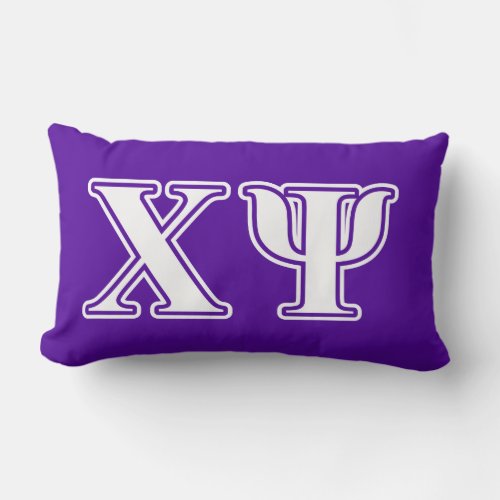 Chi Psi White and Purple Letters Lumbar Pillow