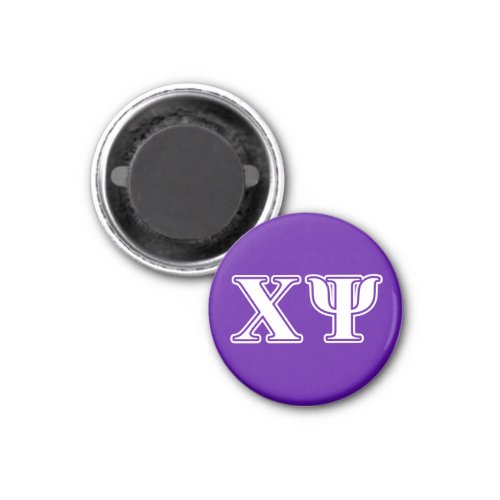 Chi Psi White and Purple Letters Magnet