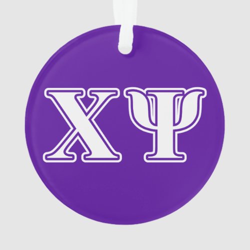 Chi Psi White and Purple Letters Ornament