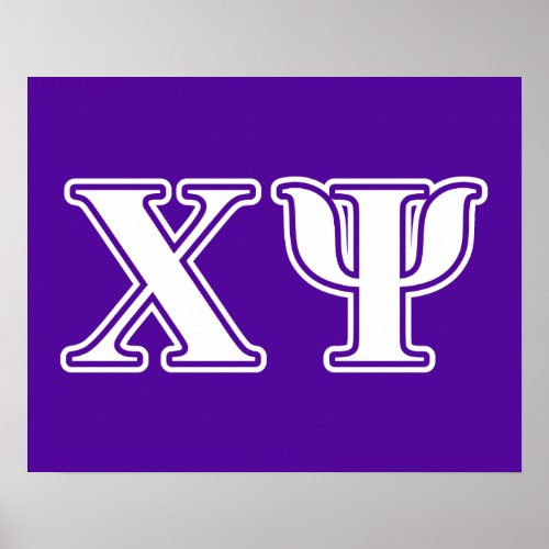 Chi Psi White and Purple Letters Poster