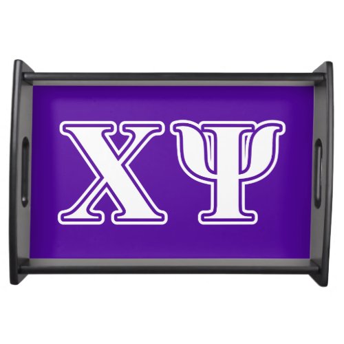 Chi Psi White and Purple Letters Serving Tray