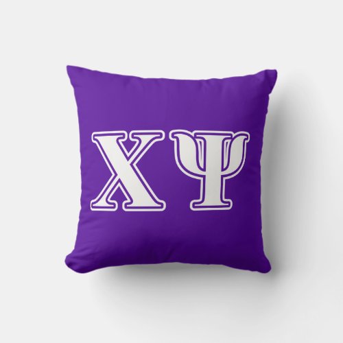 Chi Psi White and Purple Letters Throw Pillow