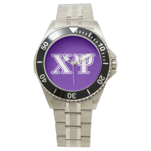 Chi Psi White and Purple Letters Watch