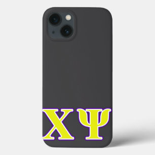 Chi Psi Yellow and Purple Letters iPhone 13 Case