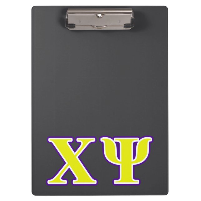 Chi Psi Yellow and Purple Letters Clipboard (Front)