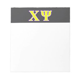 Chi Psi Yellow and Purple Letters Notepad