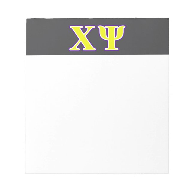 Chi Psi Yellow and Purple Letters Notepad (Front)