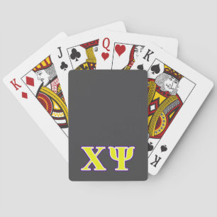 Chi Psi Yellow and Purple Letters Poker Cards