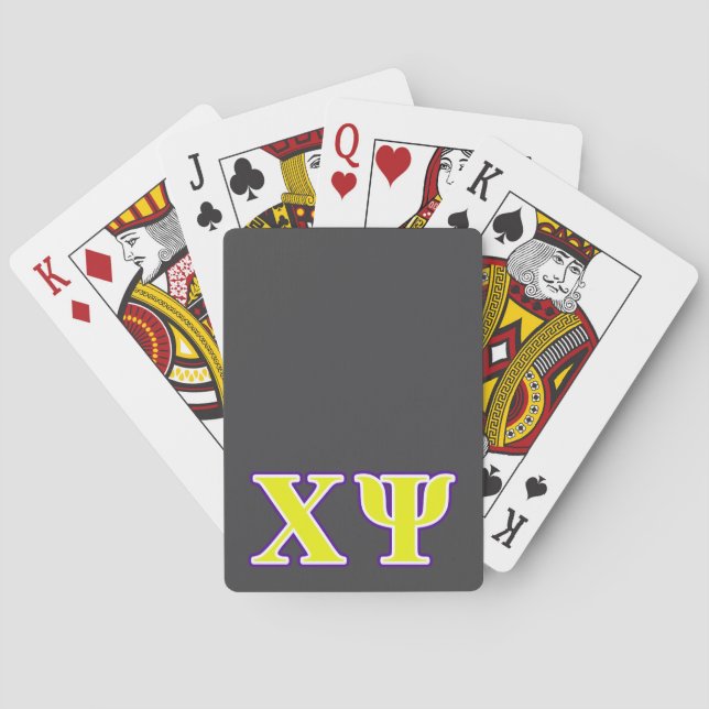 Chi Psi Yellow and Purple Letters Poker Cards (Back)