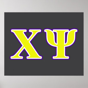 Chi Psi Yellow and Purple Letters Poster