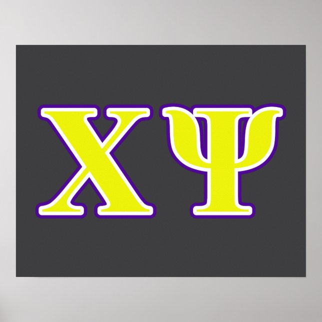 Chi Psi Yellow and Purple Letters Poster (Front)