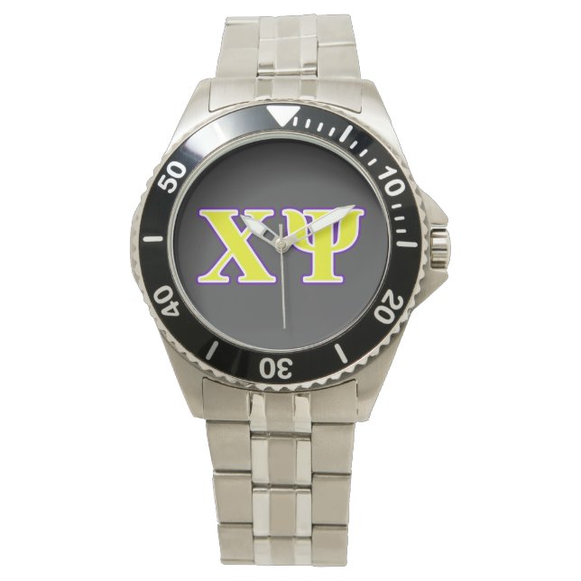 Chi Psi Yellow and Purple Letters Watch (Front)