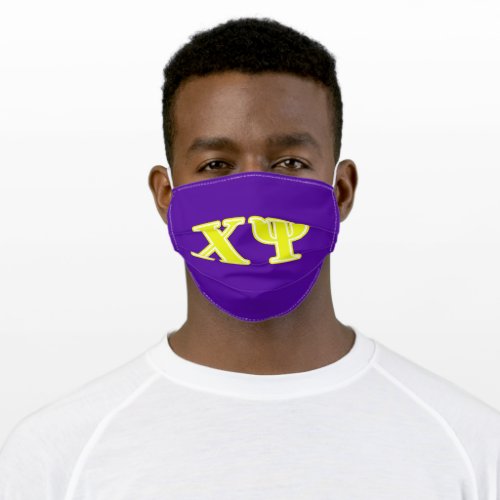 Chi Psi Yellow Letters Adult Cloth Face Mask