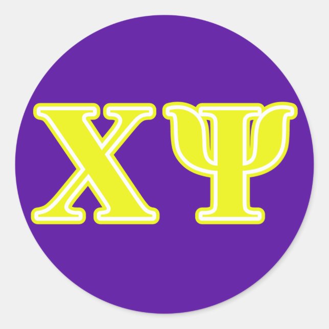 Chi Psi Yellow Letters Classic Round Sticker (Front)