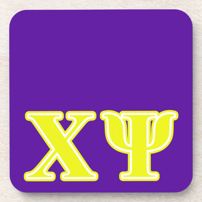 Chi Psi Yellow Letters Coaster (Front)