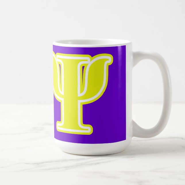 Chi Psi Yellow Letters Coffee Mug (Right)