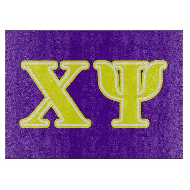 Chi Psi Yellow Letters Cutting Board (Front)