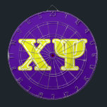 Chi Psi Yellow Letters Dartboard<br><div class="desc">Check out these official Chi Psi designs! Personalize your own Greek merchandise on Zazzle.com! Click the Customize button to insert your own name, class year, or club to make a unique product. Try adding text using various fonts & view a preview of your design! Zazzle's easy to customize products have...</div>