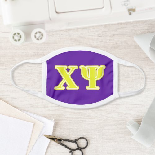 Chi Psi Yellow Letters Face Mask