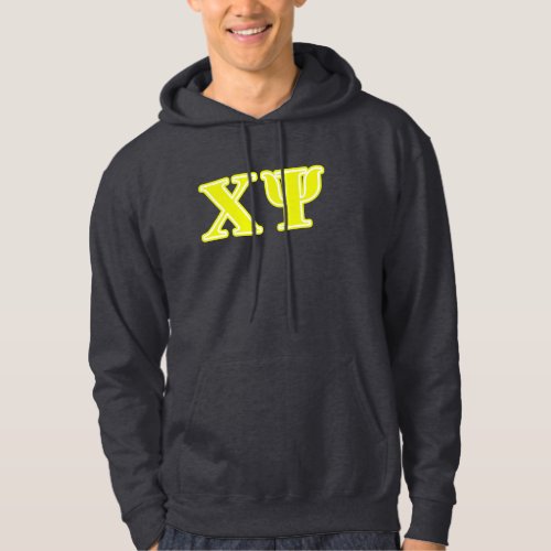 Chi Psi Yellow Letters Hoodie