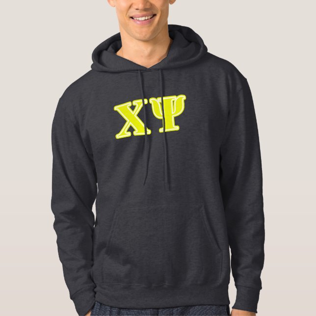 Chi Psi Yellow Letters Hoodie (Front)