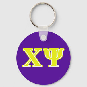 Chi Psi Yellow Letters Keychain