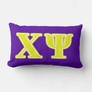 Chi Psi Yellow Letters Lumbar Pillow