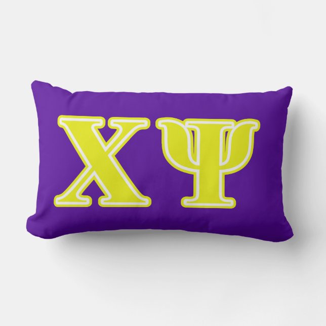 Chi Psi Yellow Letters Lumbar Pillow (Front)