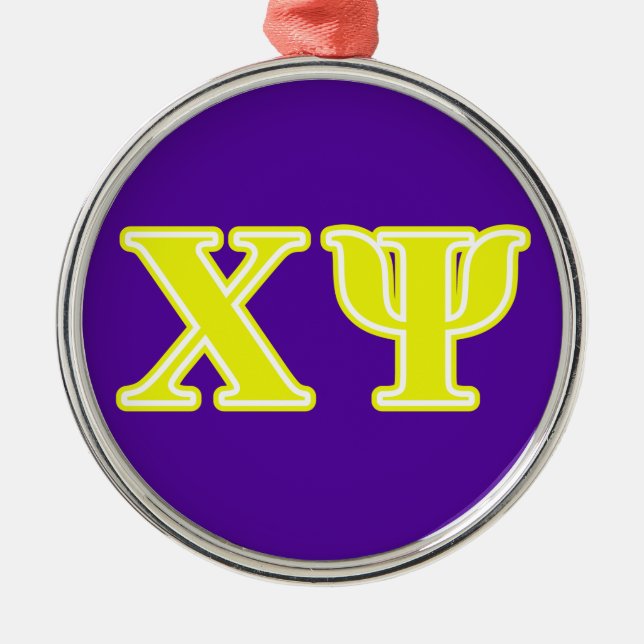 Chi Psi Yellow Letters Metal Ornament (Front)