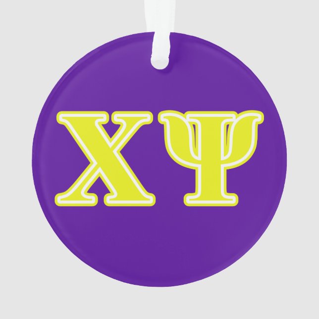 Chi Psi Yellow Letters Ornament (Back)