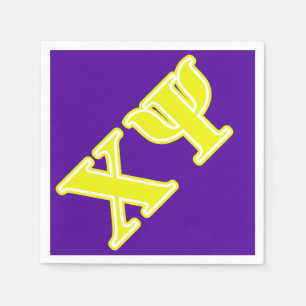 Chi Psi Yellow Letters Paper Napkins