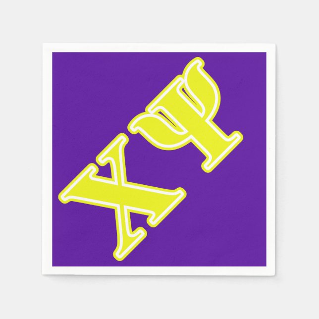 Chi Psi Yellow Letters Paper Napkins (Front)