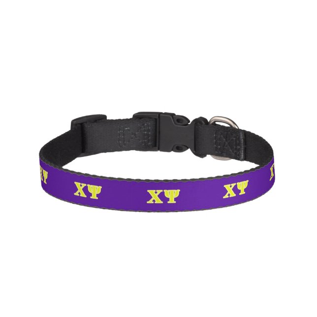 Chi Psi Yellow Letters Pet Collar (Front)